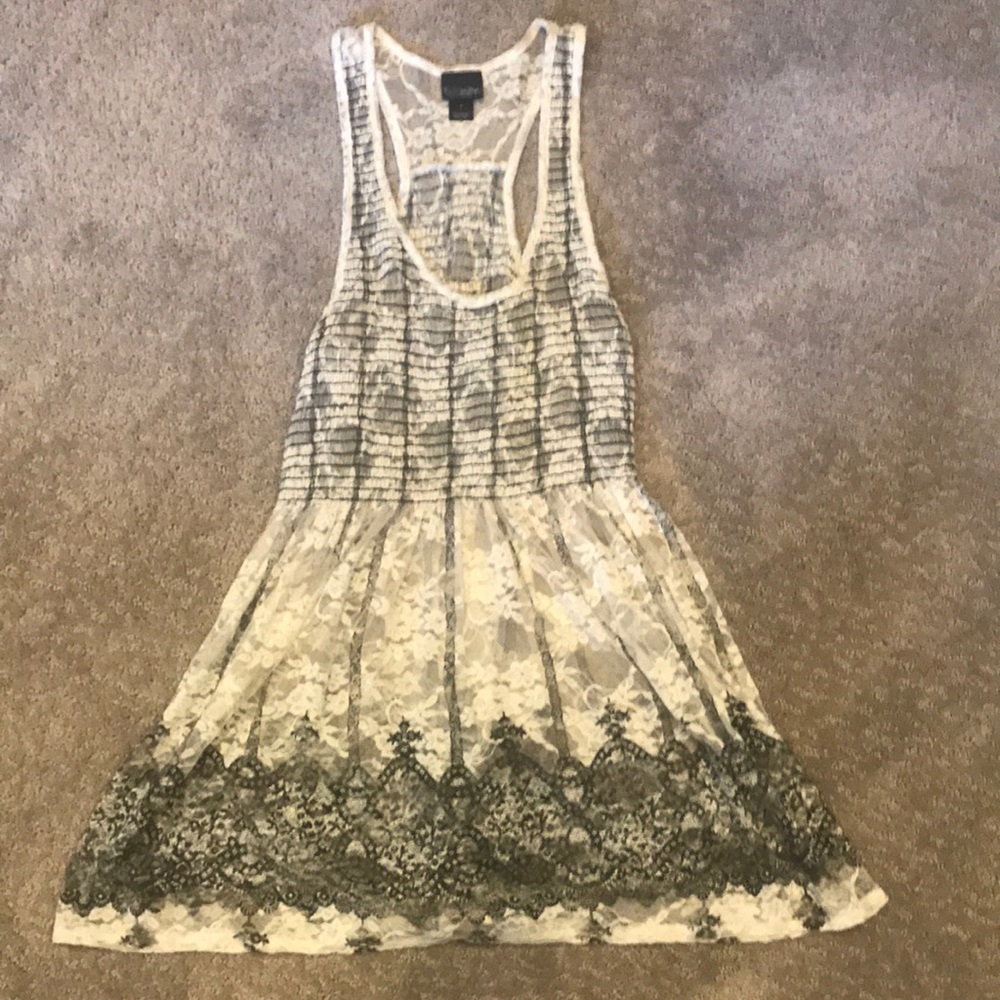 Daytrip white sheer lace dress with black detail